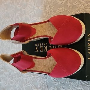 Ralph Lauren Charla Red Wedge Size 10